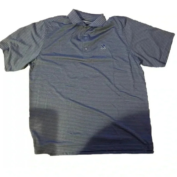 Men’s Donald Ross Grey And Blue Striped Polo Size XL - Picture 1 of 4